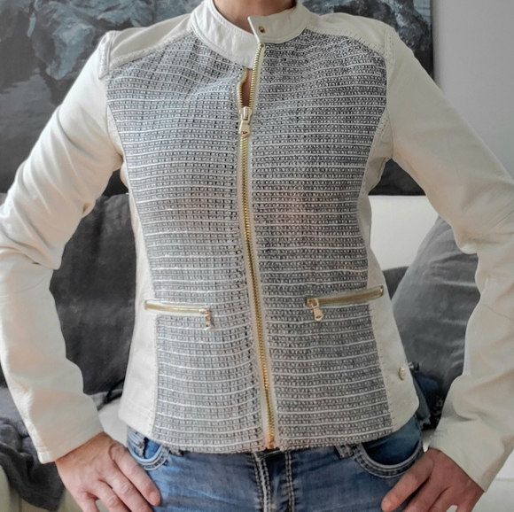 Point Zero white faux-leather jacket w/ wool - Picture 12 of 16